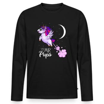 Ist mir Pups Einhorn Pups - Männer Premium Bio Langarmshirt - Schwarz - Vorne - Nico (187cm)