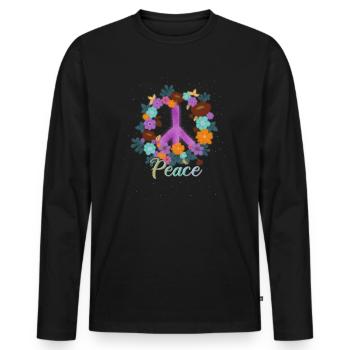 Peace Hippies Woodstock Retro - Men's Premium Organic Long Sleeve Shirt - black - Front - Nico (187cm)