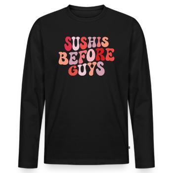 Sushis Avant Les Mecs Humour Sushi - T-shirt manches longues Premium bio Homme - noir - Devant - Nico (187cm)