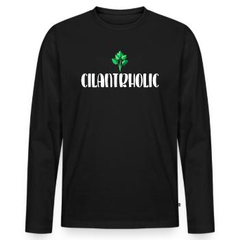 Cilantrholic Nourriture Herbe J'aime La Coriandre - T-shirt manches longues Premium bio Homme - noir - Devant - Nico (187cm)