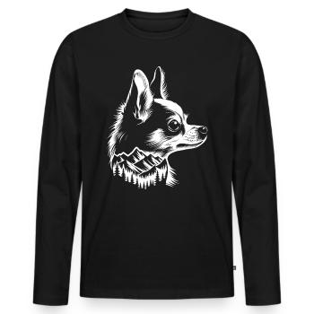 Chien Chihuahua Montagne - T-shirt manches longues Premium bio Homme - noir - Devant - Nico (187cm)