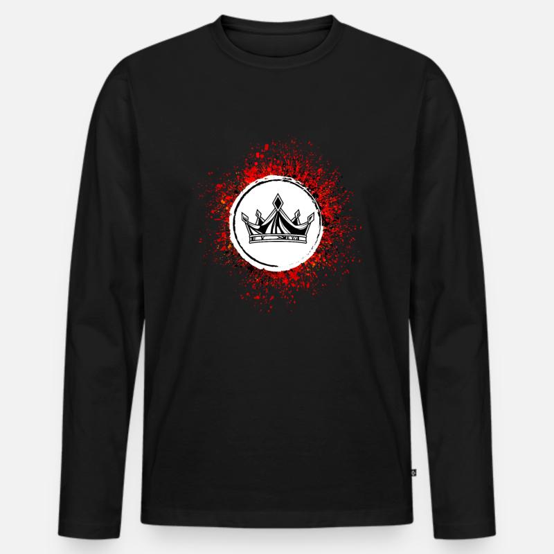 Krone Symbol icon - Männer Premium Bio Langarmshirt - Schwarz