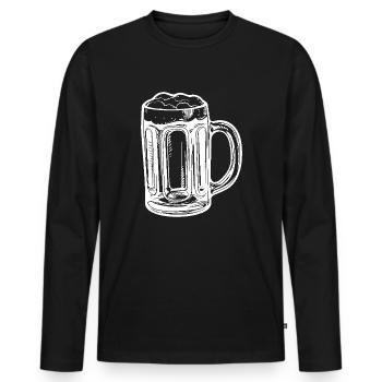 Chope à bière Bière - T-shirt manches longues Premium bio Homme - noir - Devant - Nico (187cm)