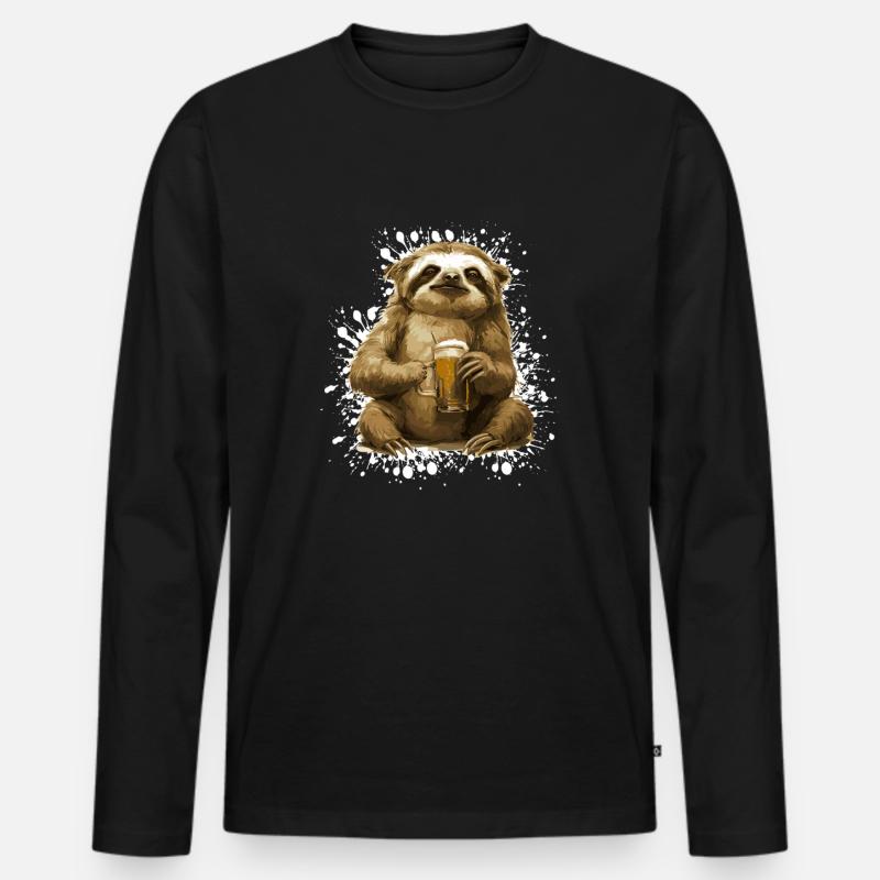 Faul Bier Lustig - Männer Premium Bio Langarmshirt - Schwarz