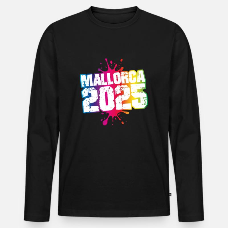 Mallorca 2025 Bunt Klecks - Männer Premium Bio Langarmshirt - Schwarz