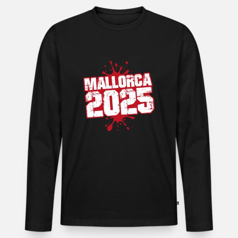 Mallorca 2025 Klecks - Männer Premium Bio Langarmshirt - Schwarz