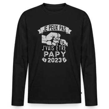 Je peux pas j'vais être papy 2023 - T-shirt manches longues Premium bio Homme - noir - Devant - Nico (187cm)