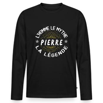 L'homme le mythe la légende - Cadeau Pierre. - T-shirt manches longues Premium bio Homme - noir - Devant - Nico (187cm)