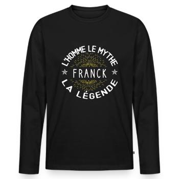 L'homme le mythe - Cadeau Anniversaire Franck - T-shirt manches longues Premium bio Homme - noir - Devant - Nico (187cm)
