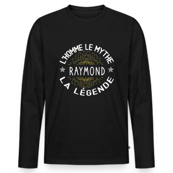L'homme le mythe - Cadeau Anniversaire Raymond - T-shirt manches longues Premium bio Homme - noir - Devant - Nico (187cm)