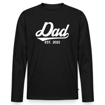 Dad Est. 2021, Soon To Be Dad, Pregnancy Reveal - Men's Premium Organic Long Sleeve Shirt - black - Front - Nico (187cm)