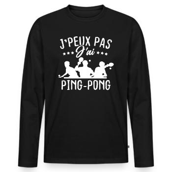 Ich kann nicht Ping-Pong haben - Männer Premium Bio Langarmshirt - Schwarz - Vorne - Nico (187cm)