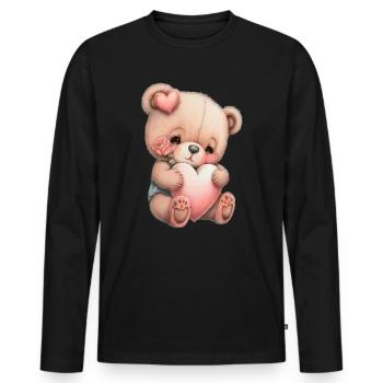 Teddy Bear Cuddly Toy Toy Sleep T-shirt - Men's Premium Organic Long Sleeve Shirt - black - Front - Nico (187cm)