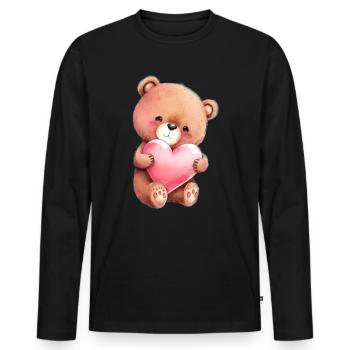 Teddy Bear Cuddly Toy Toy Sleep T-shirt - Men's Premium Organic Long Sleeve Shirt - black - Front - Nico (187cm)