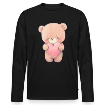 Teddy Bear Cuddly Toy Toy Sleep T-shirt - Men's Premium Organic Long Sleeve Shirt - black - Front - Nico (187cm)