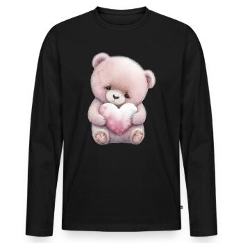 Teddy Bear Cuddly Toy Toy Sleep T-shirt - Men's Premium Organic Long Sleeve Shirt - black - Front - Nico (187cm)