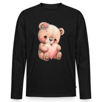 Teddy Bear Cuddly Toy Toy Sleep T-shirt - Men's Premium Organic Long Sleeve Shirt - black - Front - Nico (187cm)