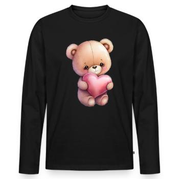 Teddy Bear Cuddly Toy Toy Sleep T-shirt - Men's Premium Organic Long Sleeve Shirt - black - Front - Nico (187cm)