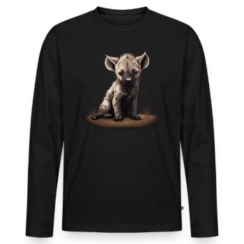 Baby Hyäne Wild Afrika Wildnis - Männer Premium Bio Langarmshirt - Schwarz - Vorne - Nico (187cm)