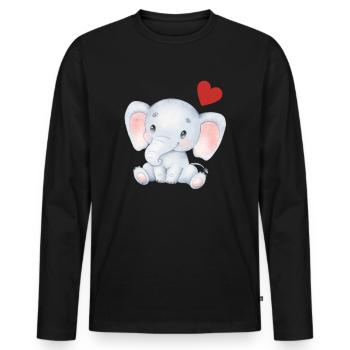 Éléphant Bébé Nourrisson Coeur Enfants T-shirt - T-shirt manches longues Premium bio Homme - noir - Devant - Nico (187cm)
