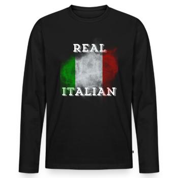 Italy T-Shirt Flag Holiday Summer Palm Tree - Men's Premium Organic Long Sleeve Shirt - black - Front - Nico (187cm)