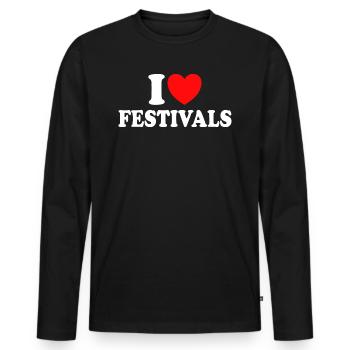Humour I Love Festivals De Musique - T-shirt manches longues Premium bio Homme - noir - Devant - Nico (187cm)