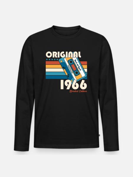 60-års fødselsdagskassette april årgang 1966 - Premium økologisk langærmet T-shirt til mænd - sort