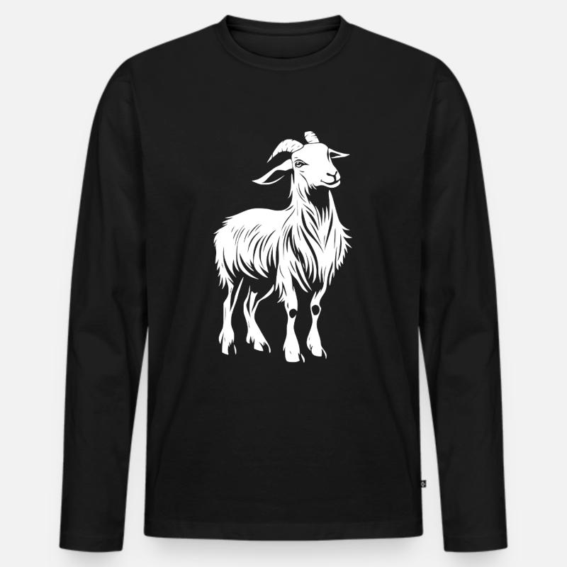 Ziege Goat - Männer Premium Bio Langarmshirt - Schwarz
