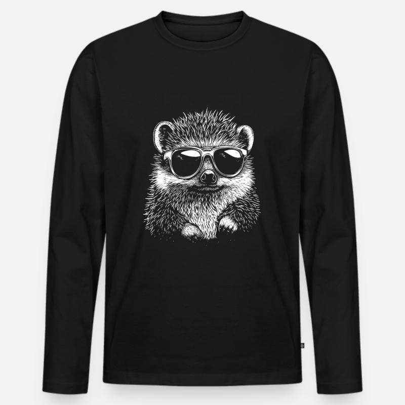 Cool Igel Sonnenbrille Sommer - Männer Premium Bio Langarmshirt - Schwarz