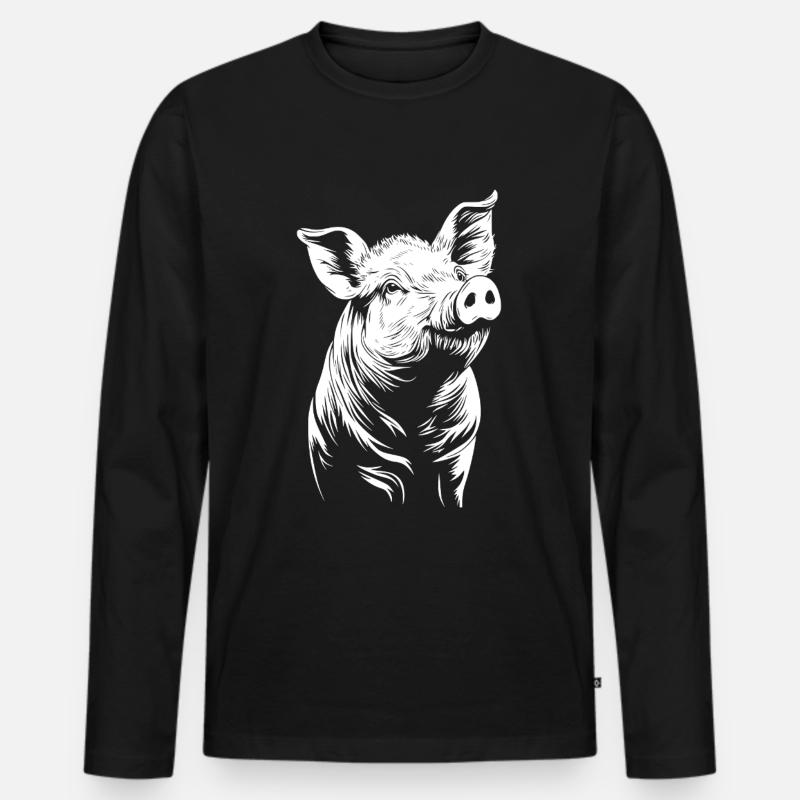 Schwein - Männer Premium Bio Langarmshirt - Schwarz