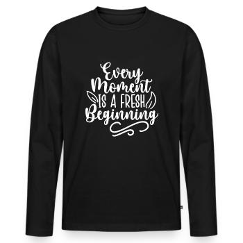 Every Moment Is A Fresh Beginning - Men's Premium Organic Long Sleeve Shirt - black - Front - Nico (187cm)