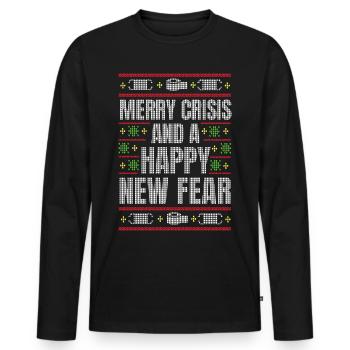 Happy Crisis - Männer Premium Bio Langarmshirt - Schwarz - Vorne - Nico (187cm)