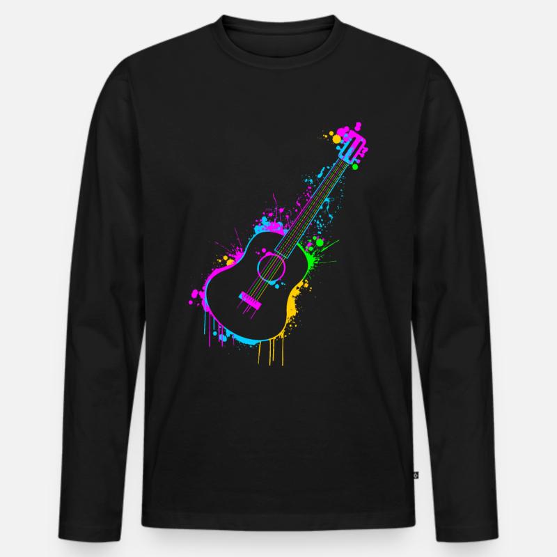 Gitarre - Männer Premium Bio Langarmshirt - Schwarz