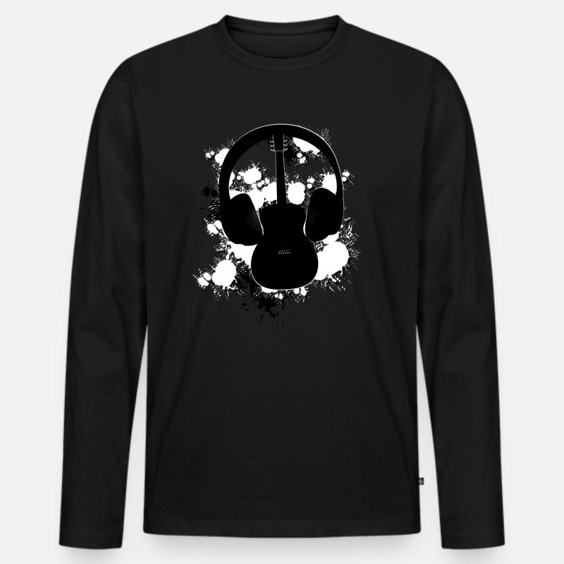 Kopfhörer Gitarre - Männer Premium Bio Langarmshirt - Schwarz