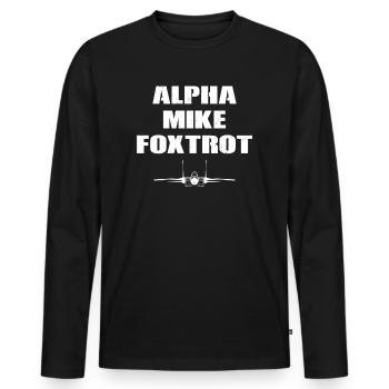 Alpha Mike Foxtrot Avion de chasse - T-shirt manches longues Premium bio Homme - noir - Devant - Nico (187cm)
