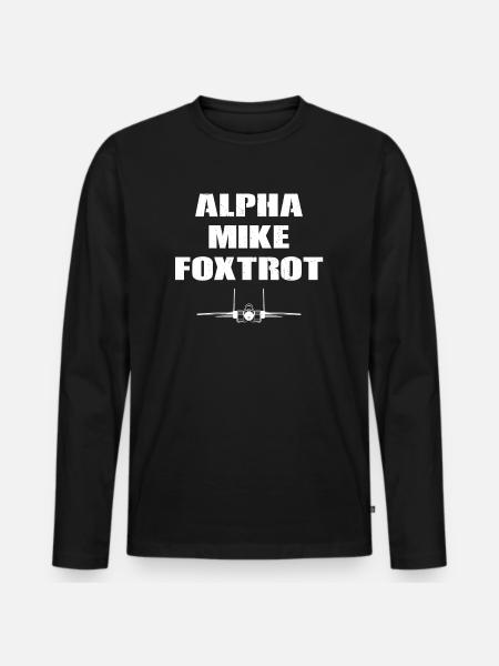 Alpha Mike Foxtrot Kampfjet - Männer Premium Bio Langarmshirt - Schwarz