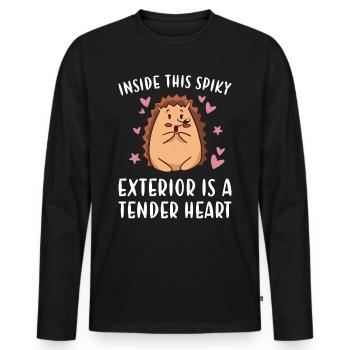Inside This Spiky Exterior Is A Tender Heart - Men's Premium Organic Long Sleeve Shirt - black - Front - Nico (187cm)