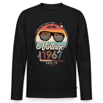 Jahrgang seit 1967 - Männer Premium Bio Langarmshirt - Schwarz - Vorne - Nico (187cm)