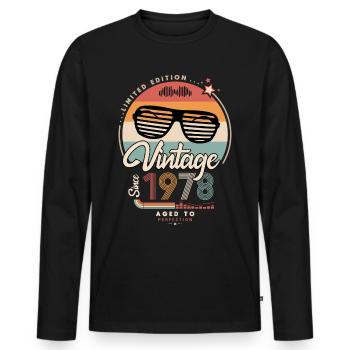 Vintage since 1978 - T-shirt manches longues Premium bio Homme - noir - Devant - Nico (187cm)