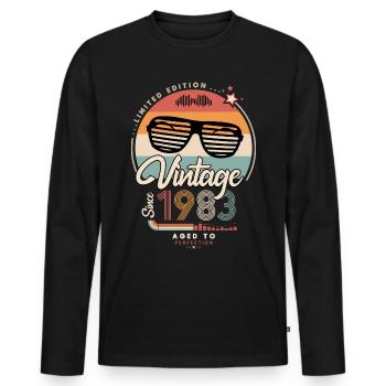 Vintage since 1983 - T-shirt manches longues Premium bio Homme - noir - Devant - Nico (187cm)