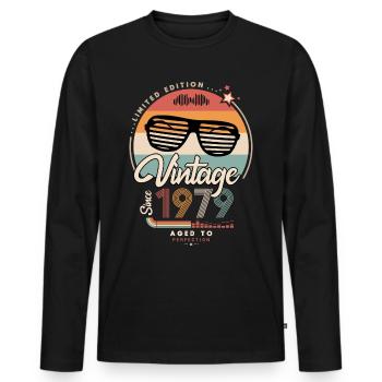 Jahrgang seit 1979 - Männer Premium Bio Langarmshirt - Schwarz - Vorne - Nico (187cm)