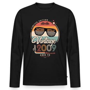 Vintage since 2009 - T-shirt manches longues Premium bio Homme - noir - Devant - Nico (187cm)