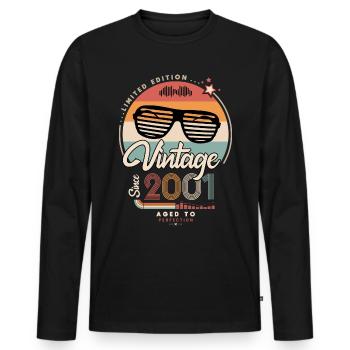 Vintage since 2001 - Men's Premium Organic Long Sleeve Shirt - black - Front - Nico (187cm)