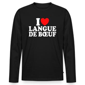 Boucher I Love Langue De Boeuf - T-shirt manches longues Premium bio Homme - noir - Devant - Nico (187cm)