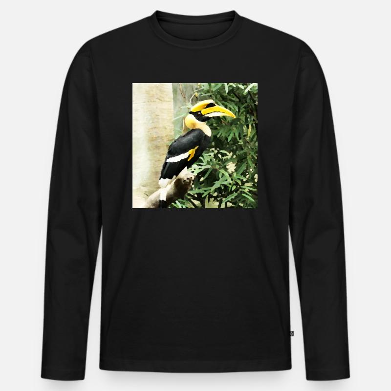 Tier Nashornvogel - Männer Premium Bio Langarmshirt - Schwarz