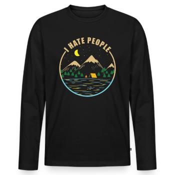 Ich hasse Menschen - Männer Premium Bio Langarmshirt - Schwarz - Vorne - Nico (187cm)