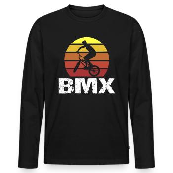 BMX Outfit Vintage Retro Hobby Sport Fun Shirt - T-shirt manches longues Premium bio Homme - noir - Devant - Nico (187cm)
