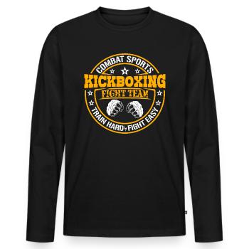 Kickboxing Kickboxing Kickboxing Fight Team - T-shirt manches longues Premium bio Homme - noir - Devant - Nico (187cm)