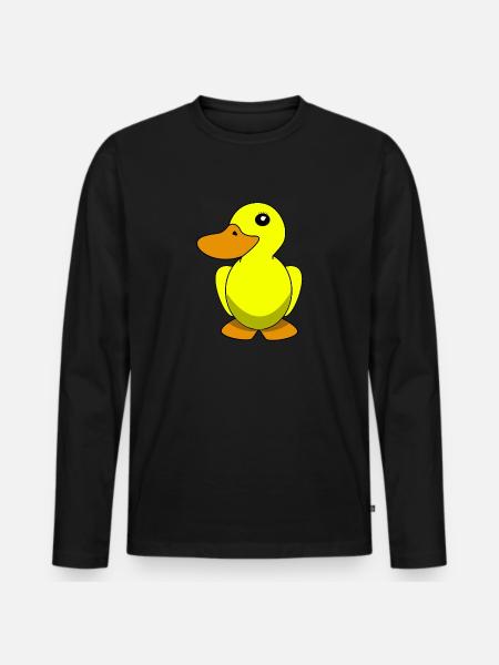 Eend badeend geel kinderen - Mannen Premium Bio shirt met lange mouwen - zwart
