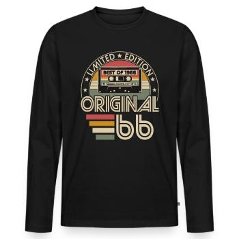 Born in 1966 Vintage Birthday Retro - Men's Premium Organic Long Sleeve Shirt - black - Front - Nico (187cm)